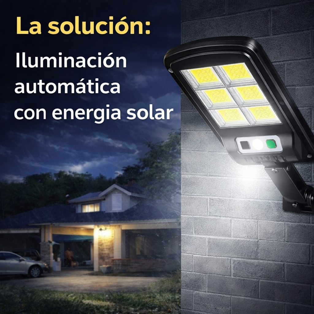 LUZ SOLAR LED CON SENSOR DE MOVIMIENTO Y CONTROL REMOTO