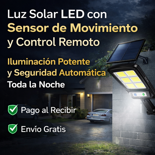 LUZ SOLAR LED CON SENSOR DE MOVIMIENTO Y CONTROL REMOTO
