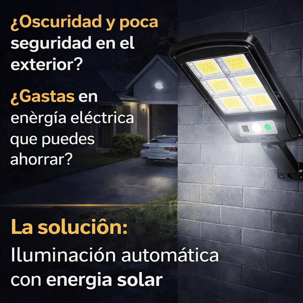 LUZ SOLAR LED CON SENSOR DE MOVIMIENTO Y CONTROL REMOTO